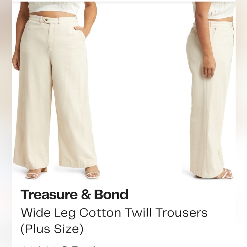 Treasure & Bond High Waisted Wide Leg Pants Womens Plus Size 3x Color: Beige NWT